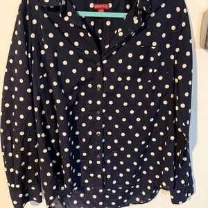 Merona Navy and White Polka Dot Shirt